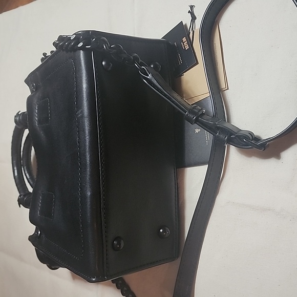 Frye Demi Mini Leather Satchel with calf hair on the front. - Picture 5 of 12